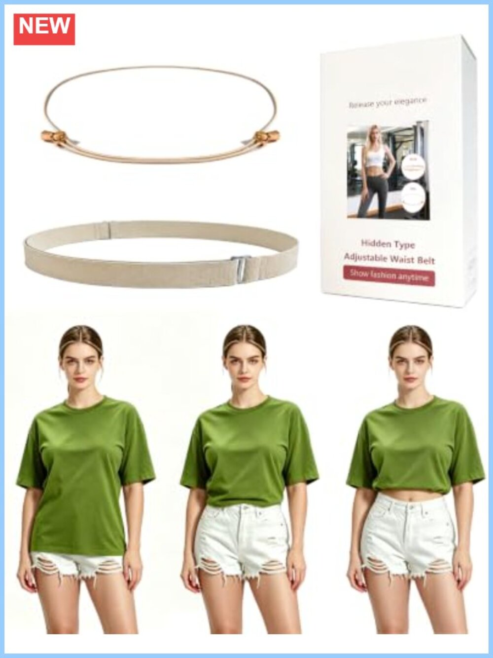 Adjustable Crop Top Tuck Belt Elastic Waist Band Women's Shirt Sweater Tucking